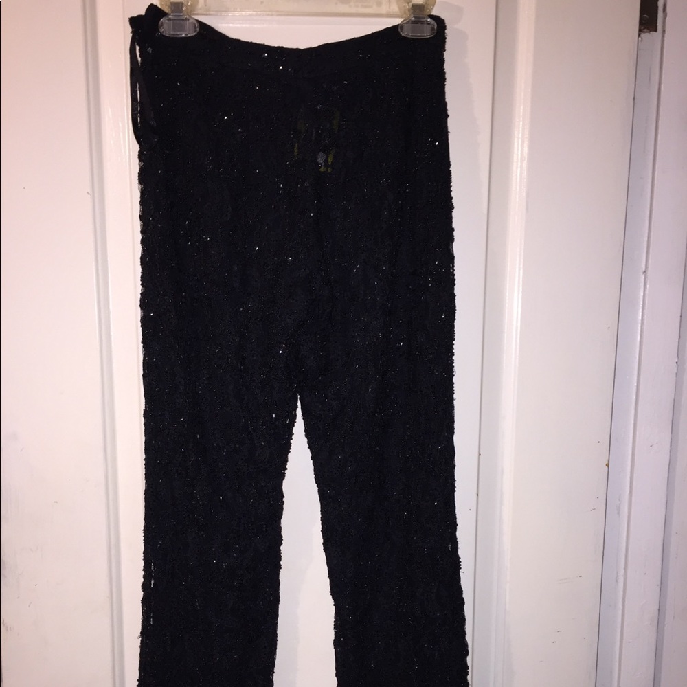 Badgley Mischka Black Beaded Sequined Pants 4